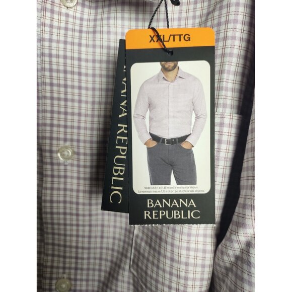 Banana Republic Men’s XXL Light Purple Check Dress Shirt Long Sleeve NWT - Picture 9 of 10